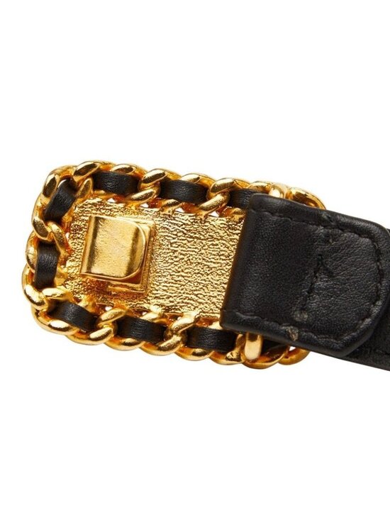 Chanel CC Logo Quilted Belt 70 28 Black Gold Leather main image 3